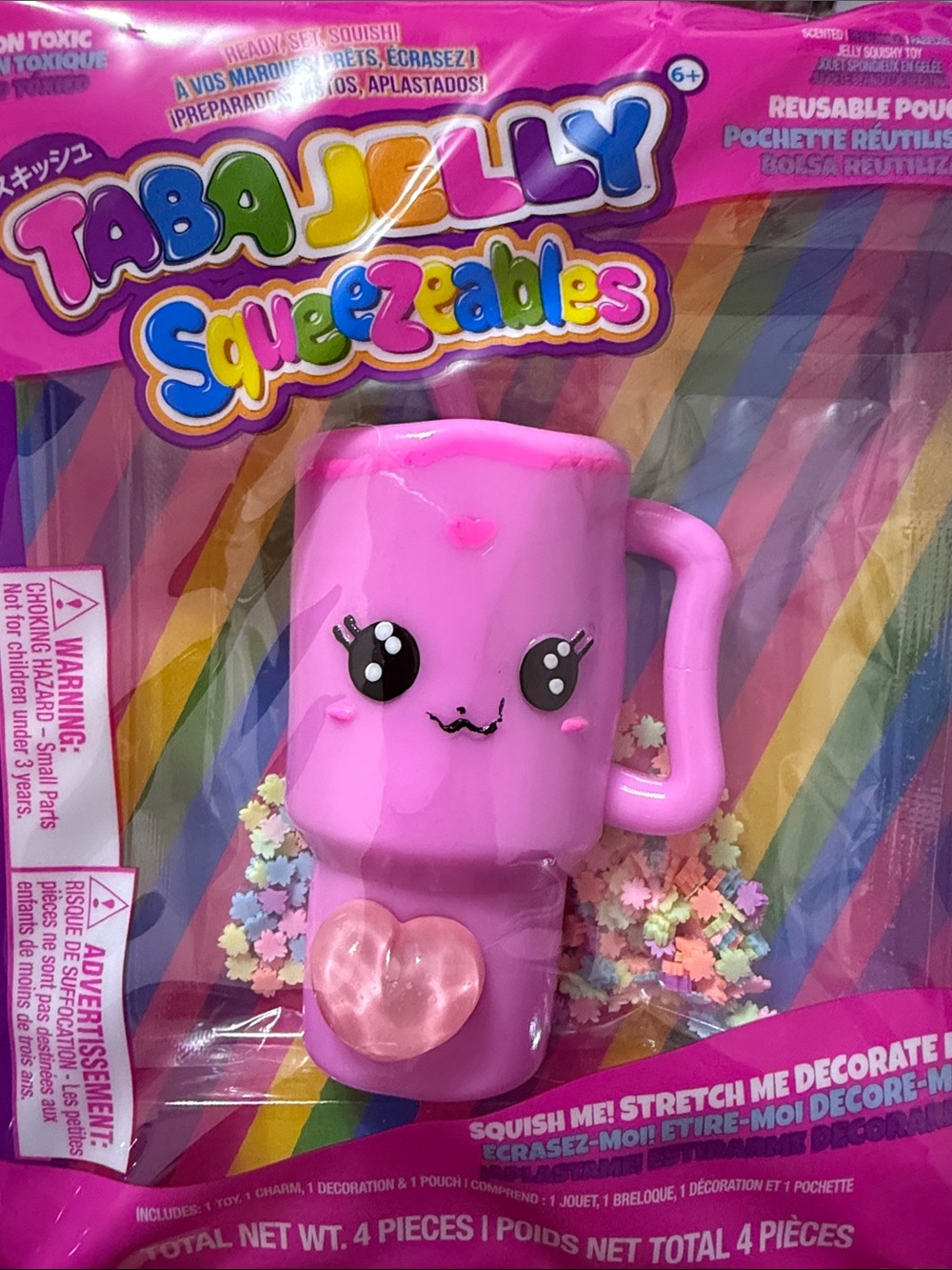 Tabajelly Squeezables Pink Tumbler Mug Squishy Kawaii Fidget Toy